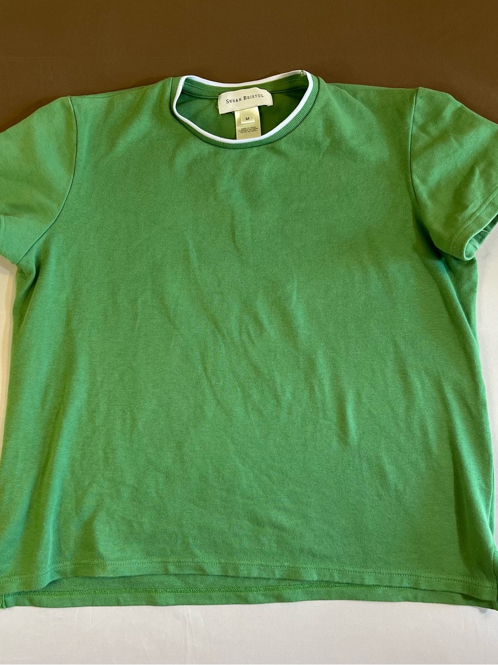 Susan Bristol Green Tee with White Trim